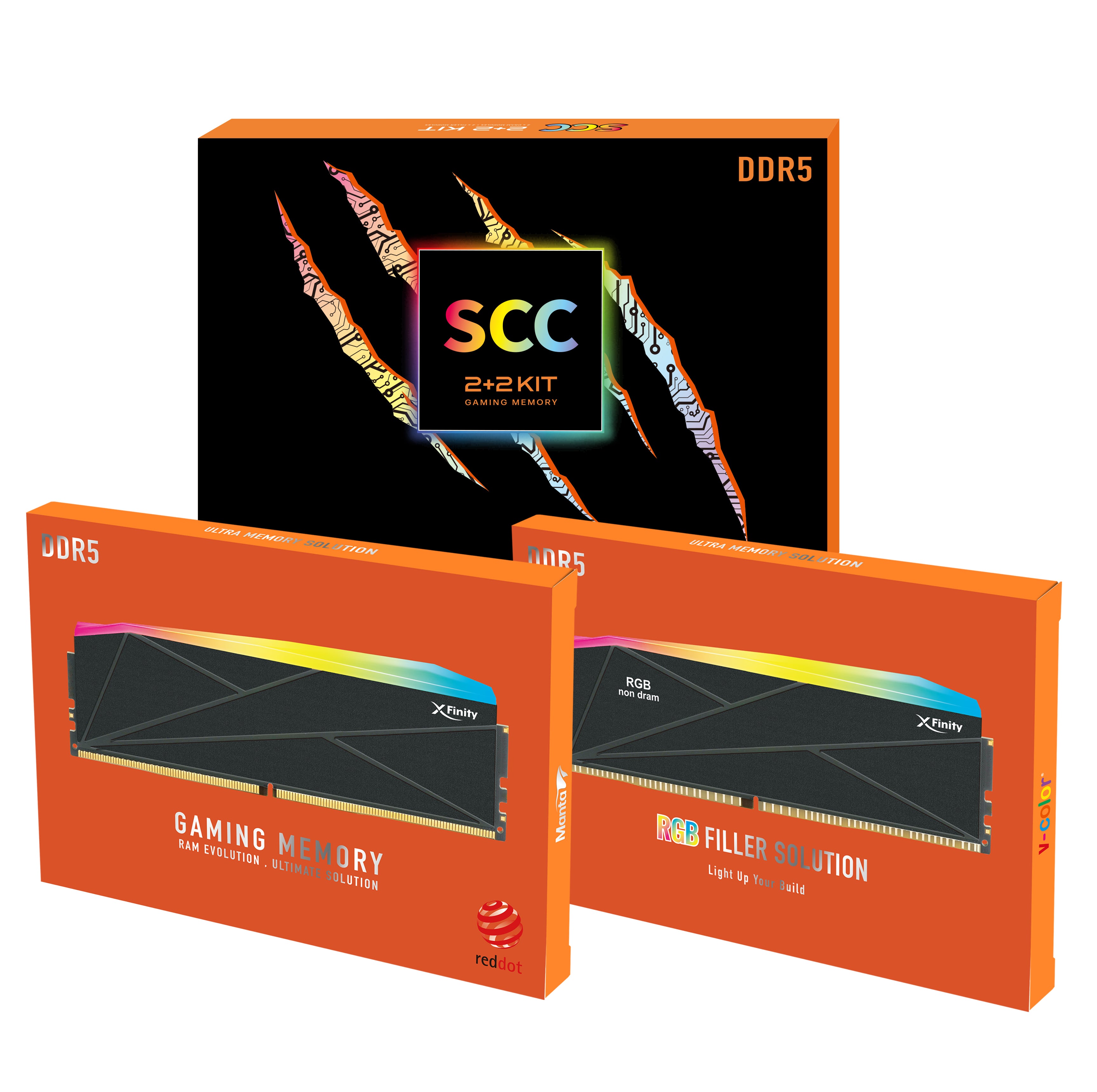 DDR5 SCC 2+2 KIT Manta XFinity 32GB(16GBx2) 8000MHz with RGB Filler kit DDR5 SCC 2+2 KIT Manta XFinity 32GB(16GBx2) 8000MHz with RGB Filler kit